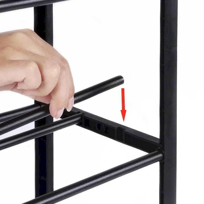Zapatero apilable de 5 niveles, resistente, para 15 pares, torre zapatera negra