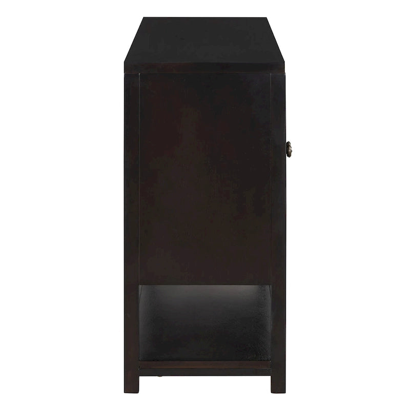 Elegante mesa consola retro/armario de almacenamiento/aparador con puertas espejadas, amplios estantes y duraderas patas de madera de acacia