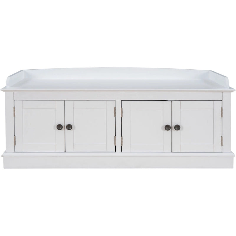Banc de rangement avec 4 portes et étagères réglables