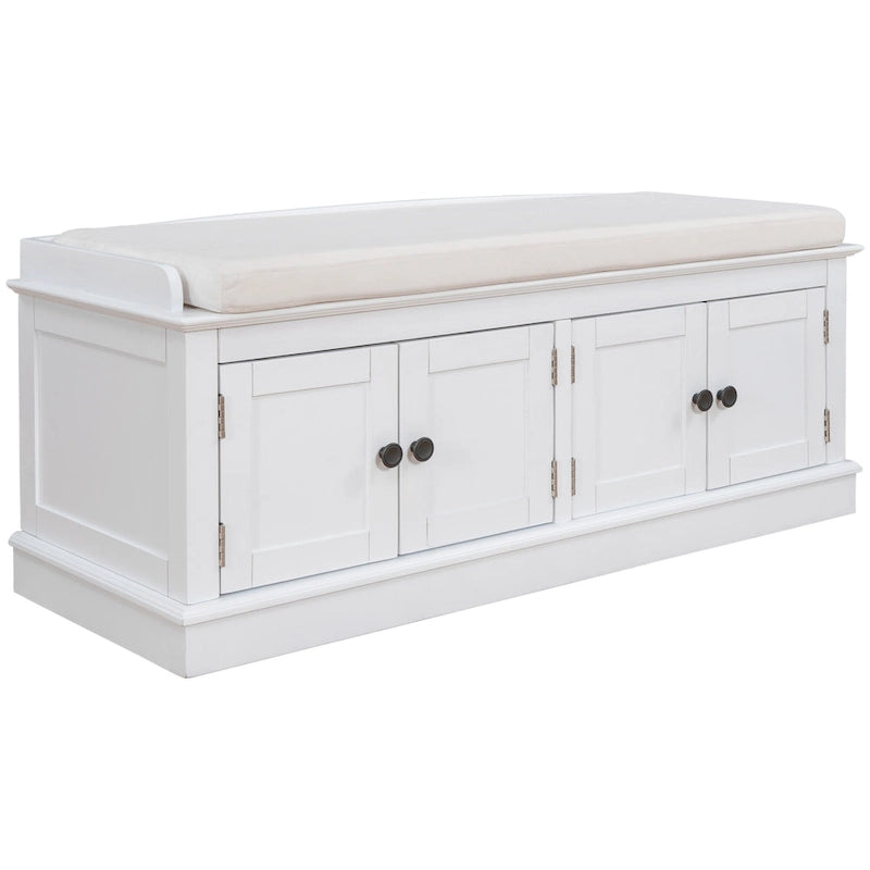 Banc de rangement avec 4 portes et étagères réglables