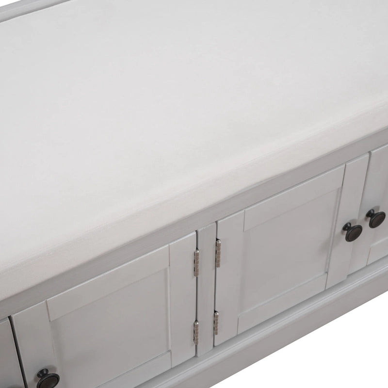 Banc de rangement avec 4 portes et étagères réglables