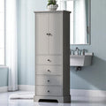 Armario de baño blanco independiente con 4 cajones y 2 puertas, estante ajustable y unidad de almacenamiento impermeable de MDF
