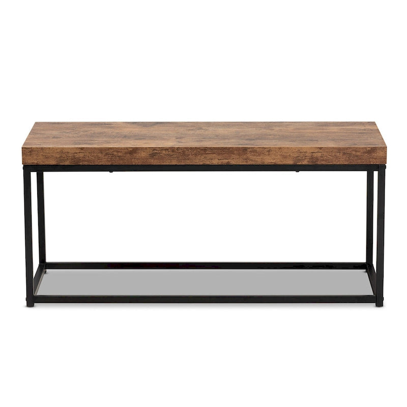 Banco decorativo moderno de madera y metal, estilo industrial, marrón nogal