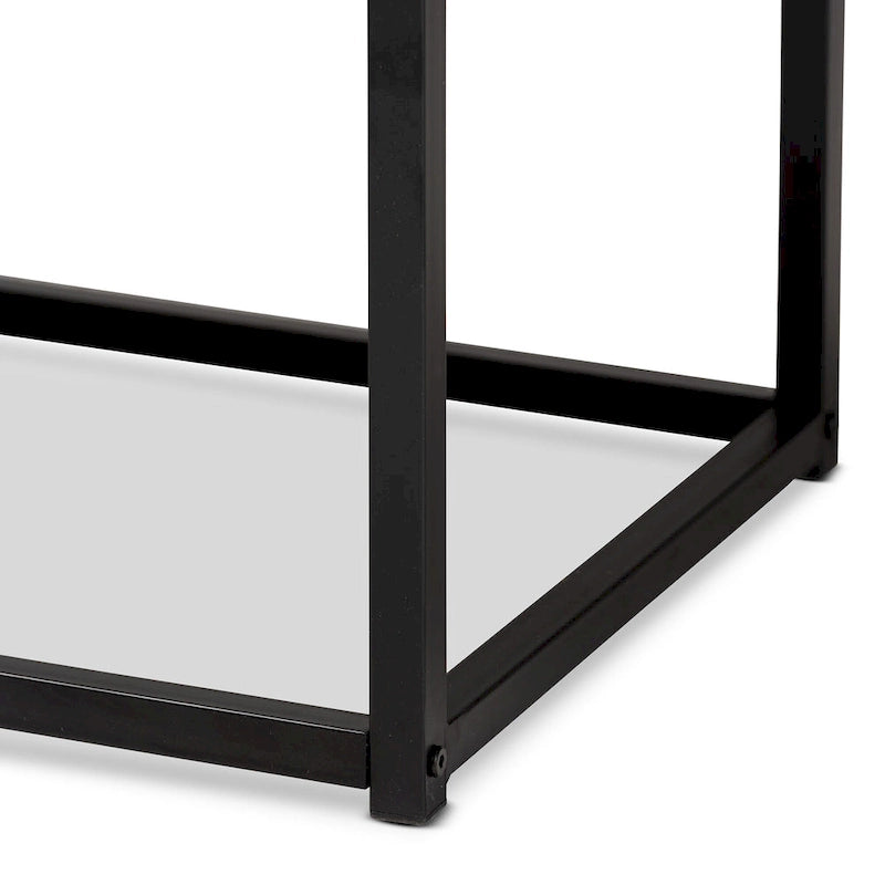 Banc d'appoint moderne en bois et métal, style industriel - brun noyer