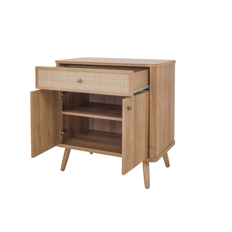 Kleiner KD-Rattanschrank mit 1 Schublade und 2 Türen