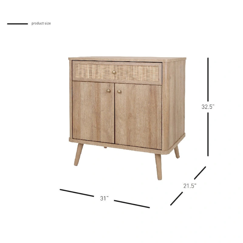 Kleiner KD-Rattanschrank mit 1 Schublade und 2 Türen