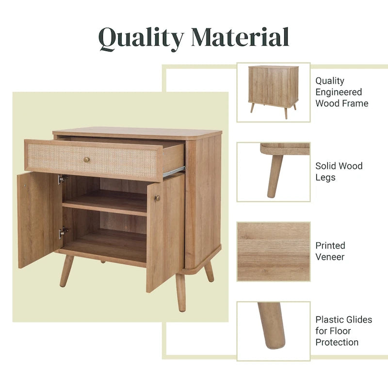 Kleiner KD-Rattanschrank mit 1 Schublade und 2 Türen