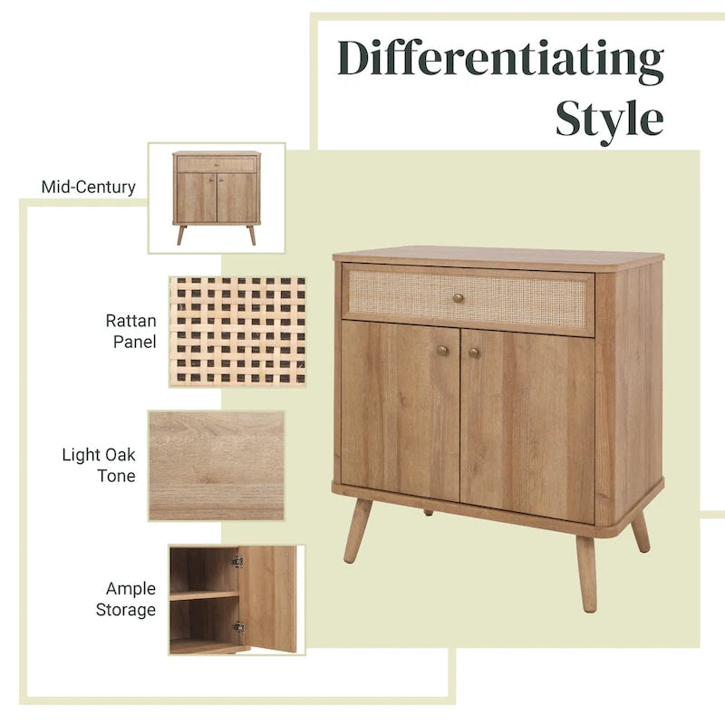 Kleiner KD-Rattanschrank mit 1 Schublade und 2 Türen