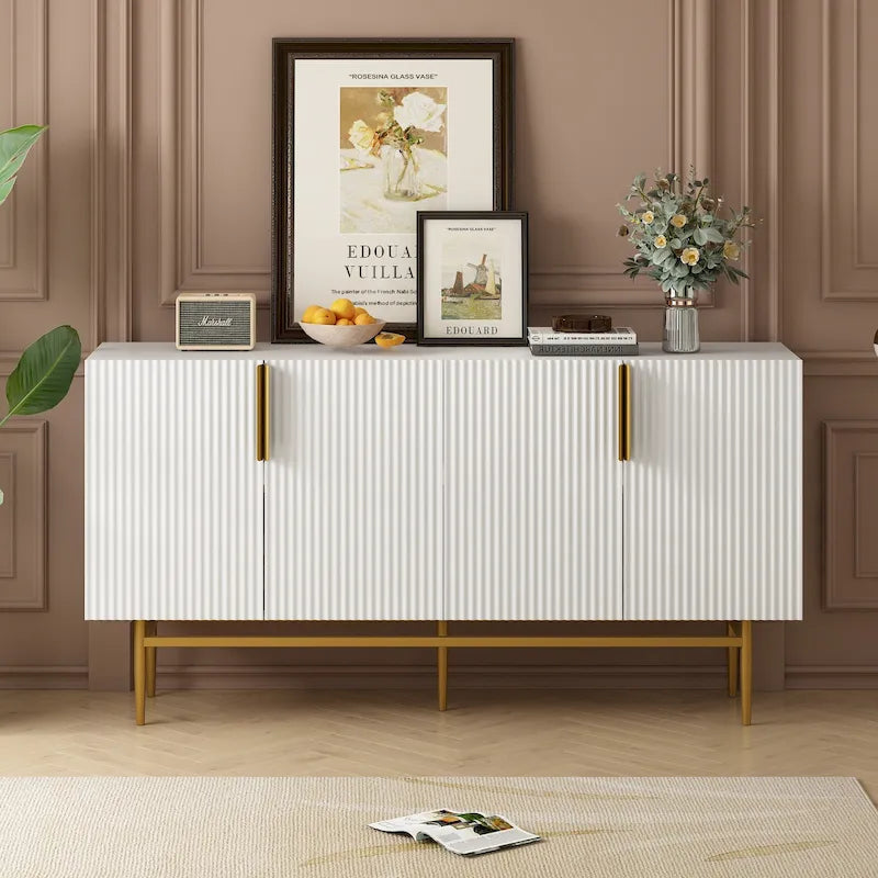 Sideboard mit 4 Türen und goldfarbenem Metallgriff - N/A