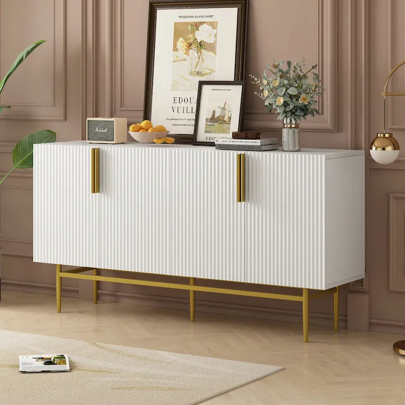 Sideboard mit 4 Türen und goldfarbenem Metallgriff - N/A