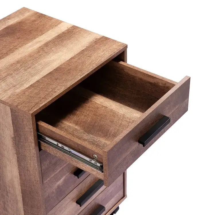 Armario de almacenamiento de oficina de madera con 5 cajones, estante adicional y ruedas con giro de 360° para organizar fácilmente