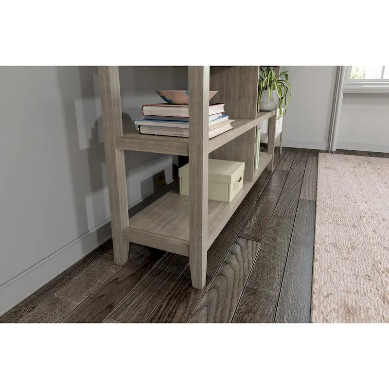 Estantería ancha y baja (modelo 554W) con 2 estantes y acabado gris lavado