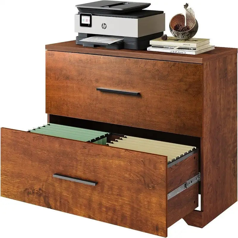 Seitlicher Aktenschrank aus Holz mit 2 Schubladen - 15.75D x 35.43W x 29.37H