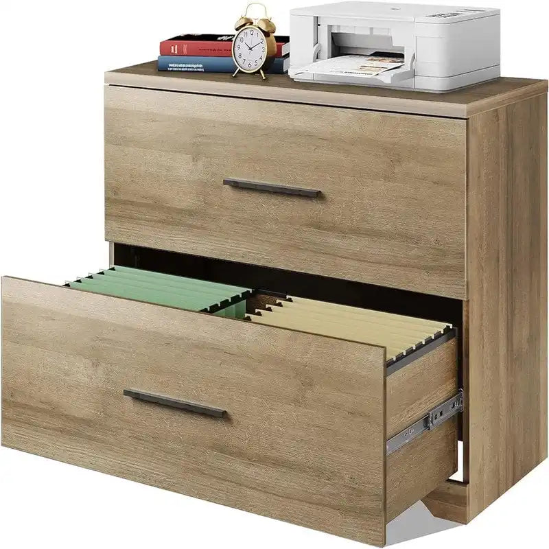 Seitlicher Aktenschrank aus Holz mit 2 Schubladen - 15.75D x 35.43W x 29.37H