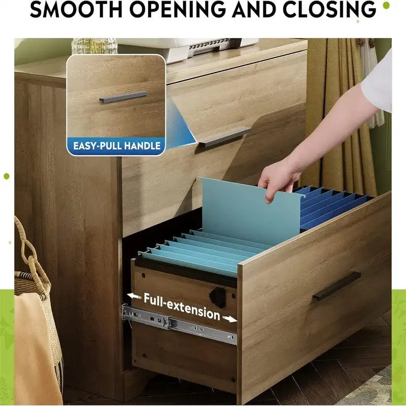 Seitlicher Aktenschrank aus Holz mit 2 Schubladen - 15.75D x 35.43W x 29.37H
