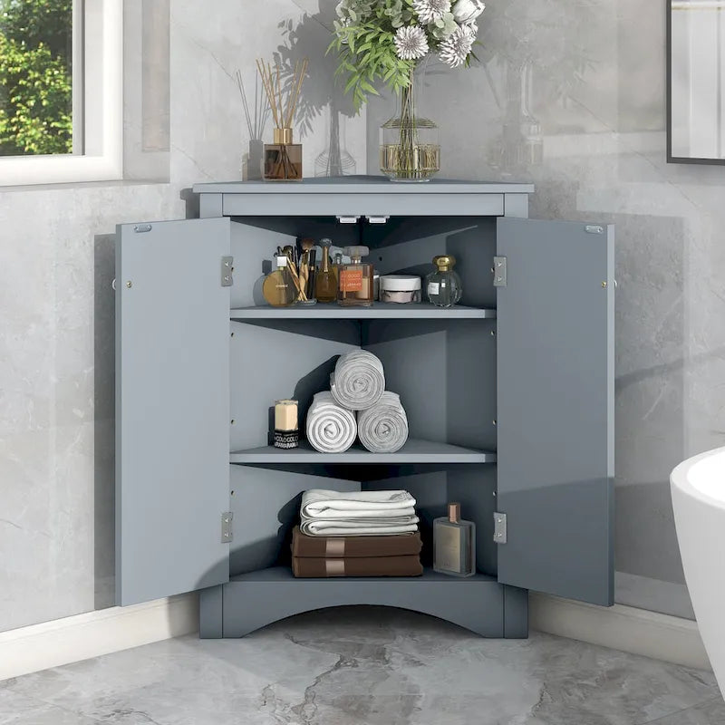 Armario triangular de almacenamiento para baño con estantes ajustables