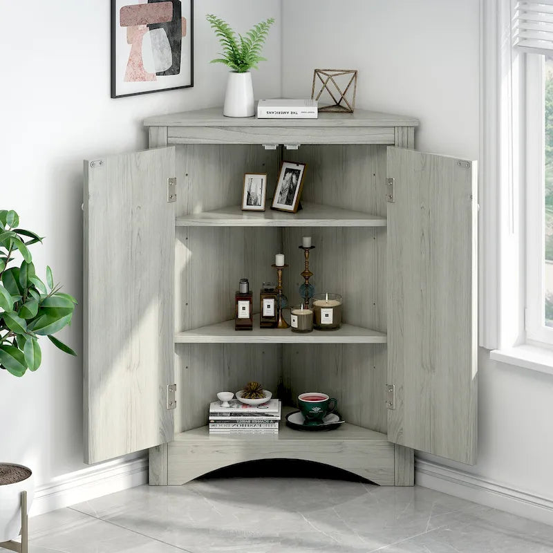 Armario triangular de almacenamiento para baño con estantes ajustables