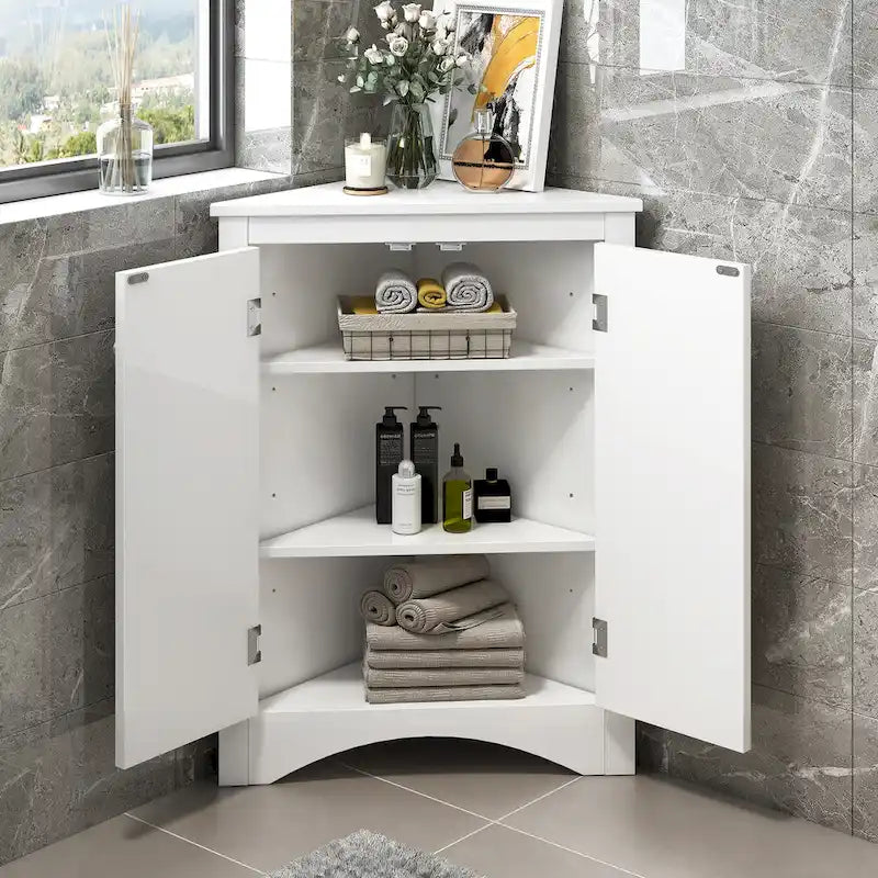Armario triangular de almacenamiento para baño con estantes ajustables