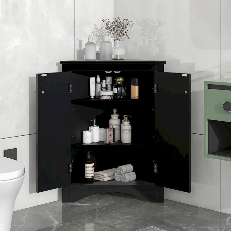 Armario triangular de almacenamiento para baño con estantes ajustables