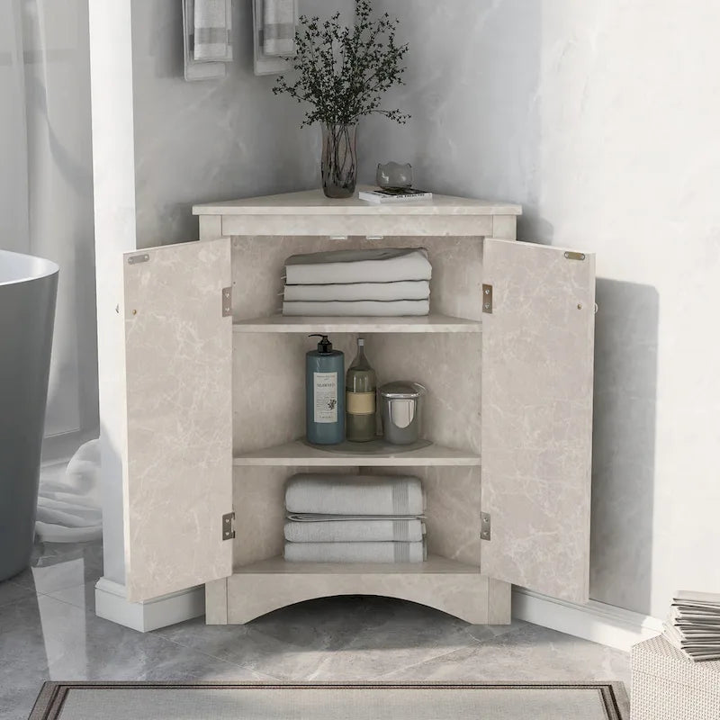 Armario triangular de almacenamiento para baño con estantes ajustables
