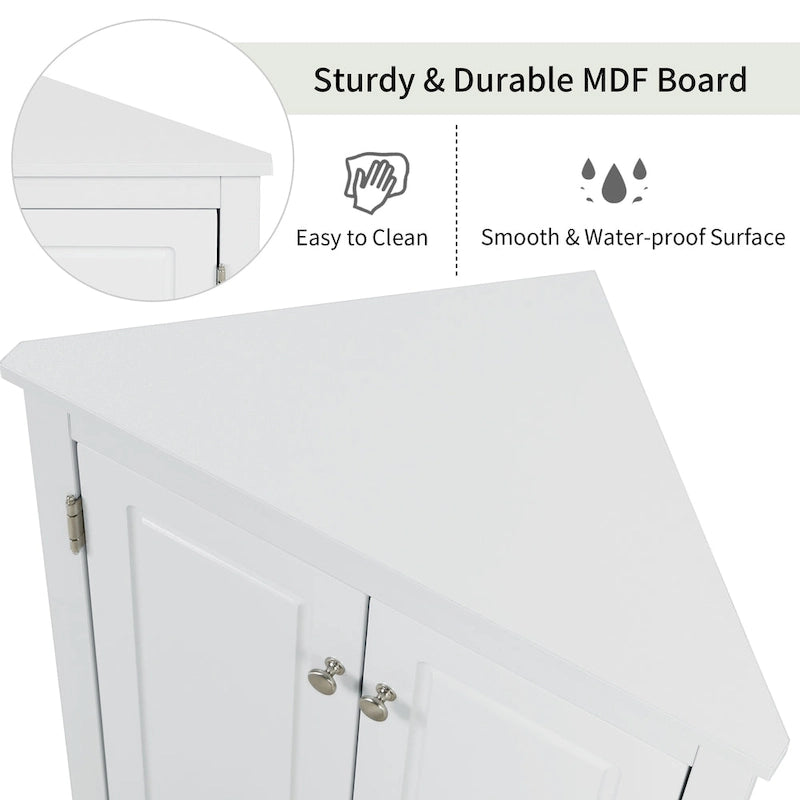 Armario triangular de almacenamiento para baño con estantes ajustables