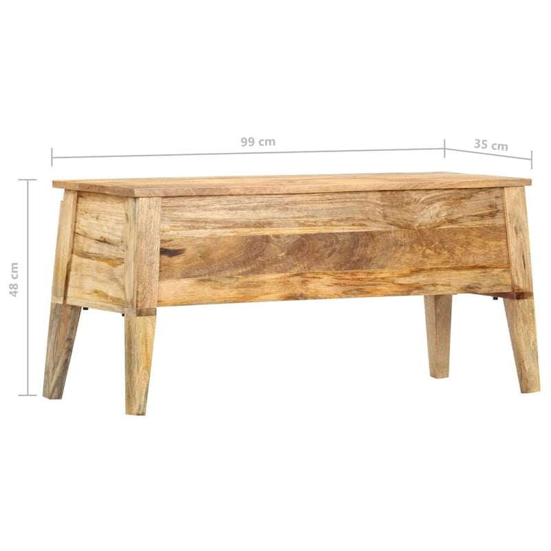 Caja de almacenamiento de madera maciza de mango, 39x13.8x18.9