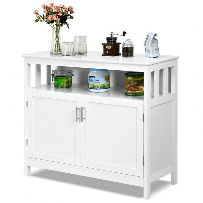Küchenbuffet, Anrichte und Aufbewahrungsschrank mit 2 Türen und Regalboden - 40 x 16 x 34 (L x W x H)