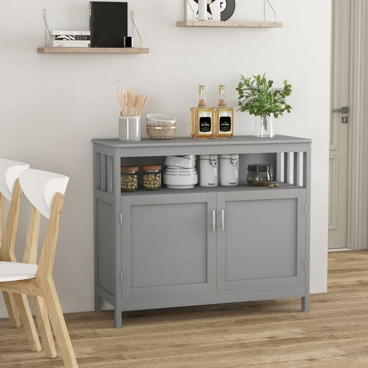 Küchenbuffet, Anrichte und Aufbewahrungsschrank mit 2 Türen und Regalboden - 40 x 16 x 34 (L x W x H)
