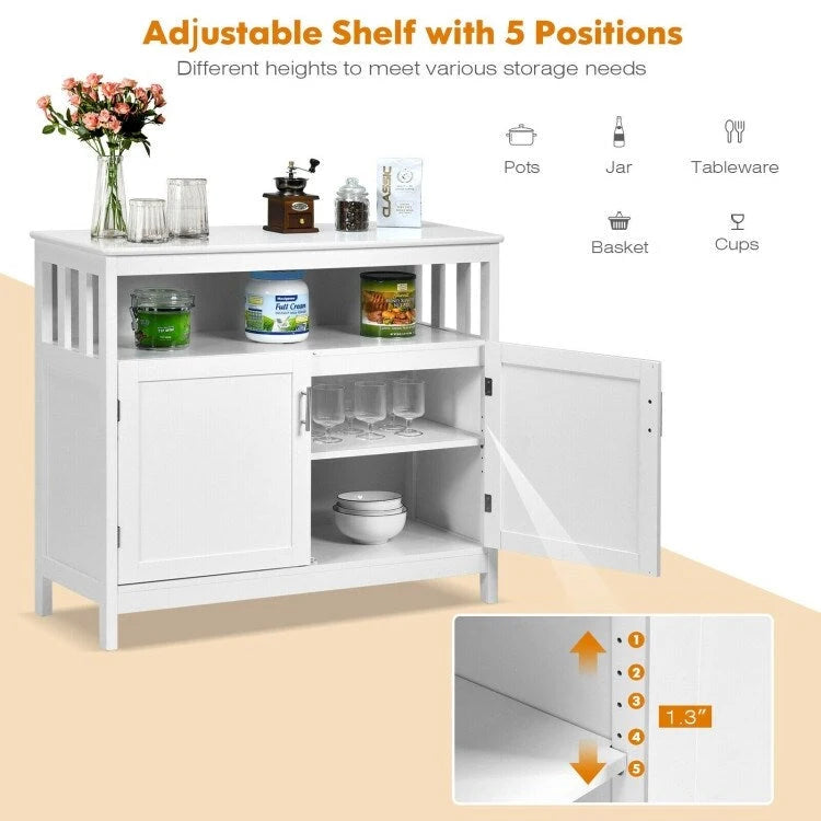 Küchenbuffet, Anrichte und Aufbewahrungsschrank mit 2 Türen und Regalboden - 40 x 16 x 34 (L x W x H)