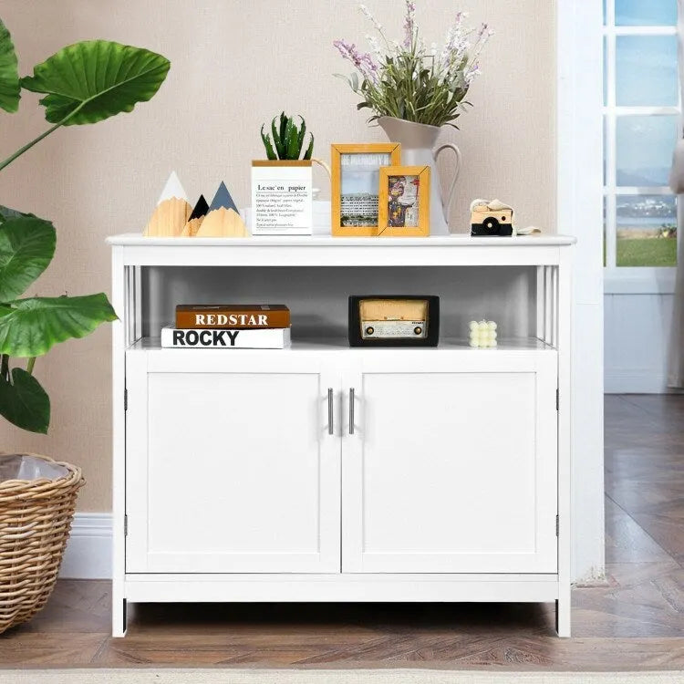 Küchenbuffet, Anrichte und Aufbewahrungsschrank mit 2 Türen und Regalboden - 40 x 16 x 34 (L x W x H)
