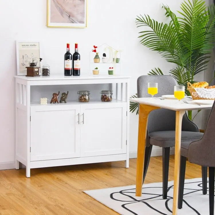 Küchenbuffet, Anrichte und Aufbewahrungsschrank mit 2 Türen und Regalboden - 40 x 16 x 34 (L x W x H)