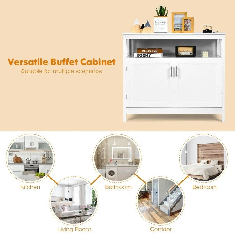 Küchenbuffet, Anrichte und Aufbewahrungsschrank mit 2 Türen und Regalboden - 40 x 16 x 34 (L x W x H)