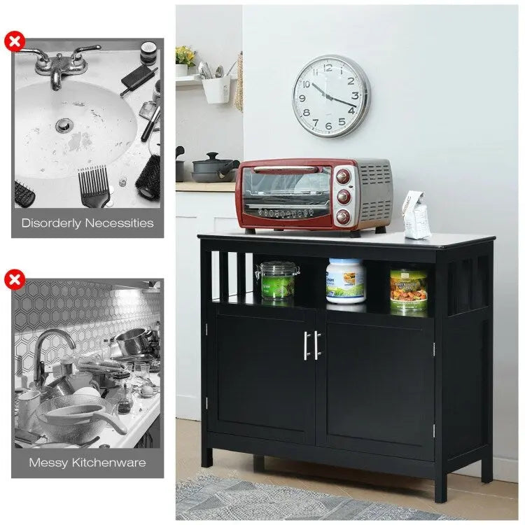 Küchenbuffet, Anrichte und Aufbewahrungsschrank mit 2 Türen und Regalboden - 40 x 16 x 34 (L x W x H)
