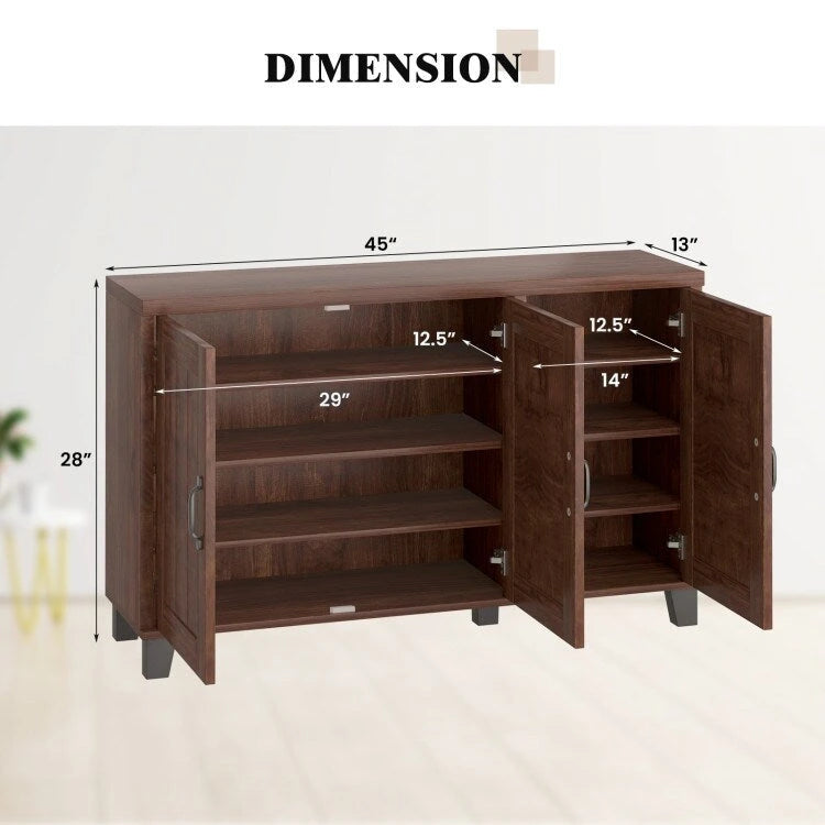 Aparador con 3 puertas, estantes ajustables y kits antivuelco - 45 x 13 x 28 (L x W x H)