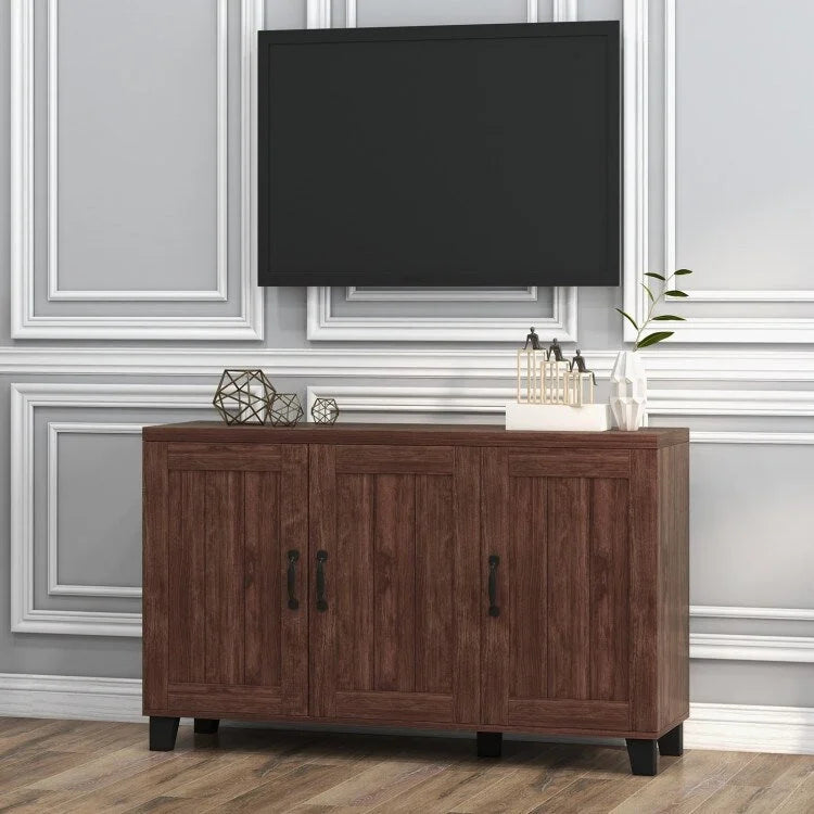 Aparador con 3 puertas, estantes ajustables y kits antivuelco - 45 x 13 x 28 (L x W x H)