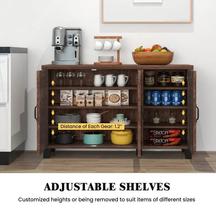 Aparador con 3 puertas, estantes ajustables y kits antivuelco - 45 x 13 x 28 (L x W x H)