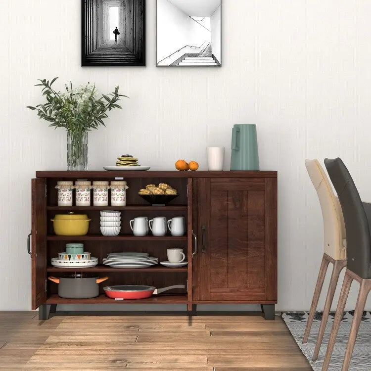 Aparador con 3 puertas, estantes ajustables y kits antivuelco - 45 x 13 x 28 (L x W x H)