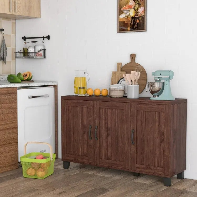 Aparador con 3 puertas, estantes ajustables y kits antivuelco - 45 x 13 x 28 (L x W x H)