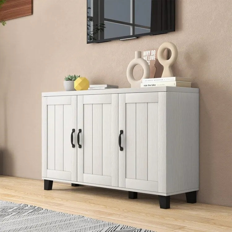 Aparador con 3 puertas, estantes ajustables y kits antivuelco - 45 x 13 x 28 (L x W x H)