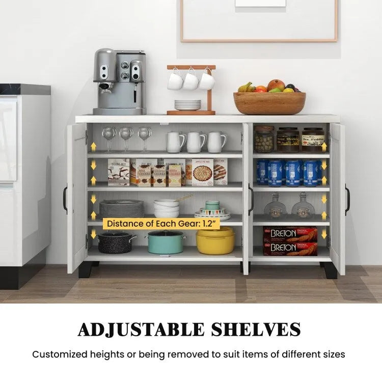 Aparador con 3 puertas, estantes ajustables y kits antivuelco - 45 x 13 x 28 (L x W x H)