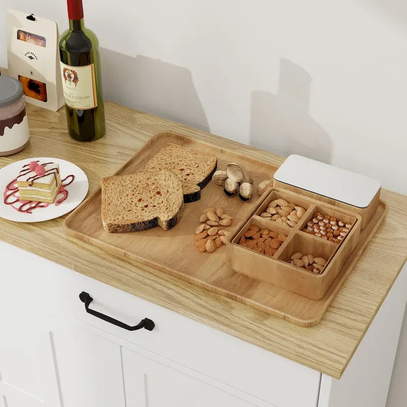 Amplio aparador de estilo rústico con 2 cajones y 4 puertas para comedor, sala de estar o cocina - Blanco