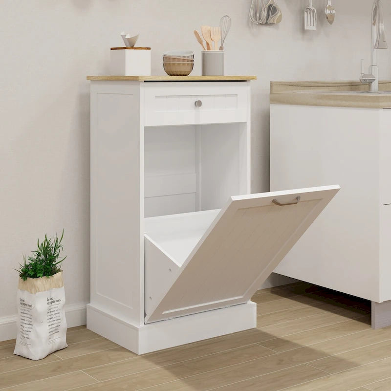 Müllschrank für die Küche mit einer Schublade und einem Kippfach, geeignet für die Küche