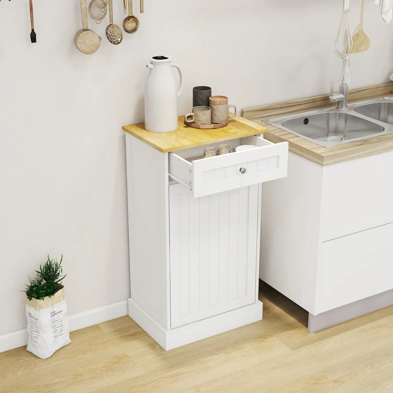 Müllschrank für die Küche mit einer Schublade und einem Kippfach, geeignet für die Küche
