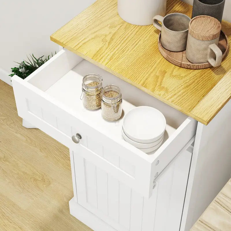 Müllschrank für die Küche mit einer Schublade und einem Kippfach, geeignet für die Küche