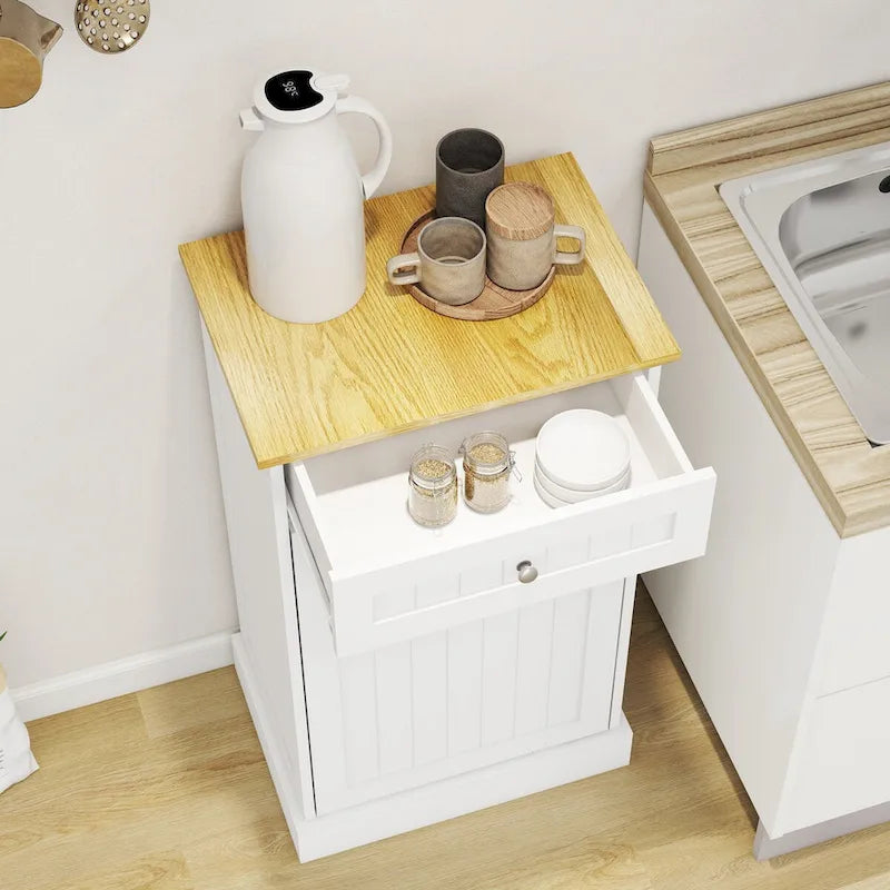 Müllschrank für die Küche mit einer Schublade und einem Kippfach, geeignet für die Küche
