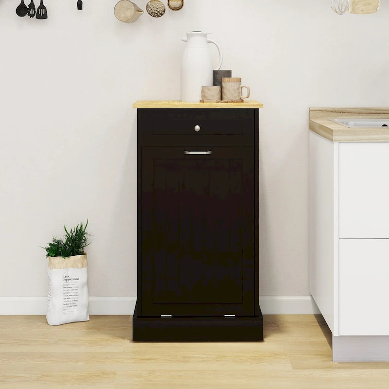 Müllschrank für die Küche mit einer Schublade und einem Kippfach, geeignet für die Küche