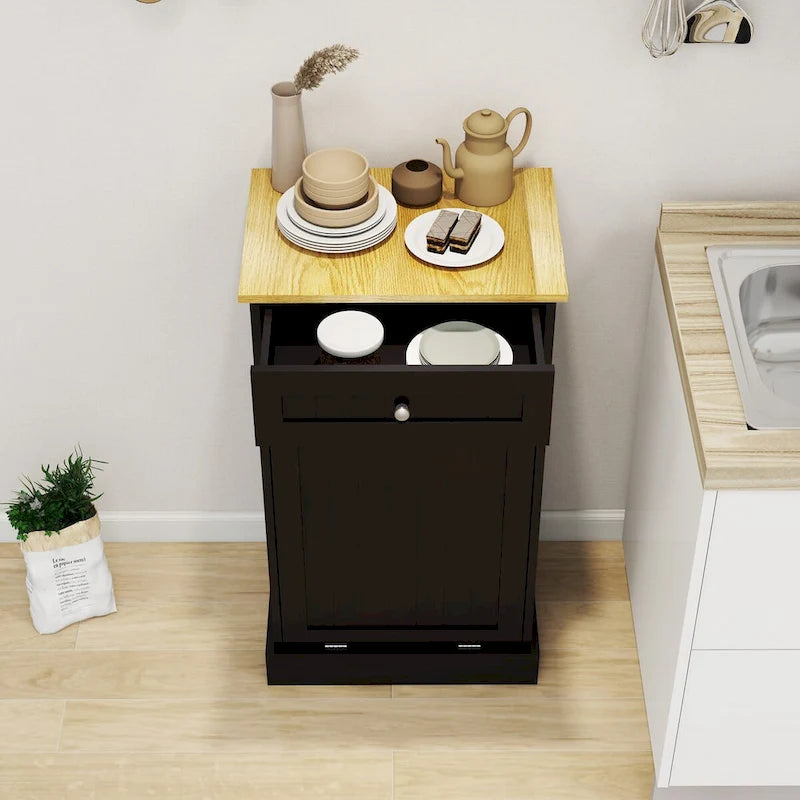Müllschrank für die Küche mit einer Schublade und einem Kippfach, geeignet für die Küche