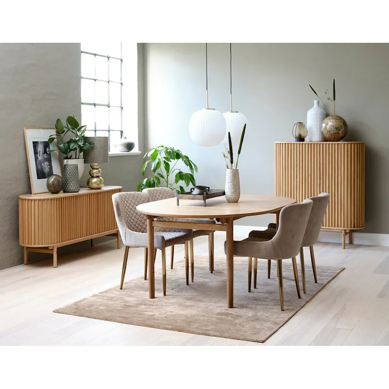 Aparador moderno de mediados de siglo con puertas corredizas redondeadas, 63W, natural - 18W x 63L x 29H
