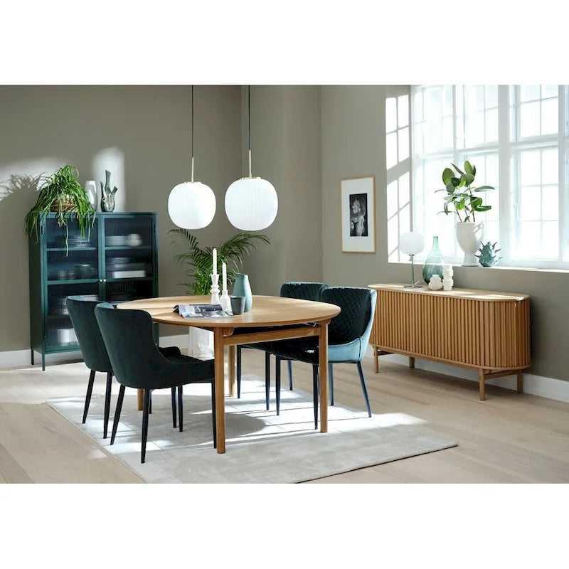 Aparador moderno de mediados de siglo con puertas corredizas redondeadas, 63W, natural - 18W x 63L x 29H