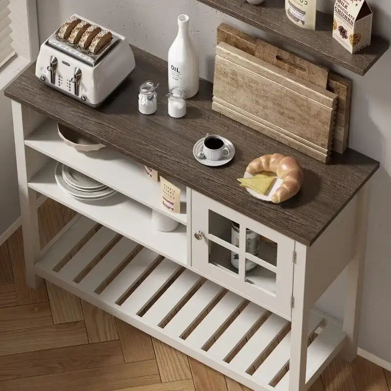 Kaffeebar-Schrank im Landhausstil - 13.8D x 39.3W x 31.5H
